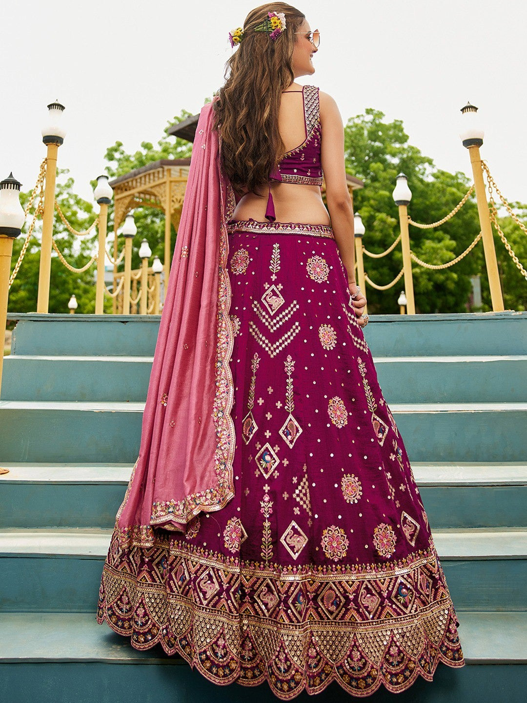 Deep Pink Georgette Lehenga