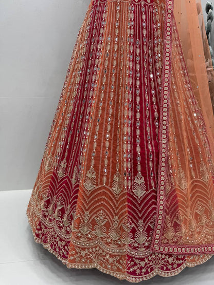Pink And Orange Regal Lehenga