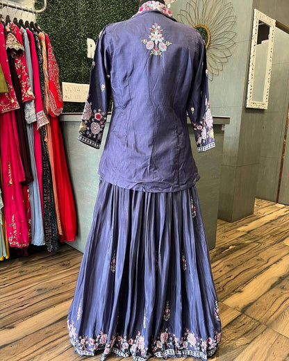 Amethyst Silk Koti Lehenga