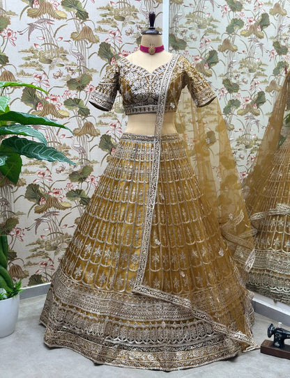 Gold Net Lehenga