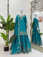 Light Blue Chinon Silk Palazzo Outfit
