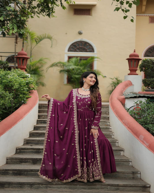 Dark Purple Sharara Set