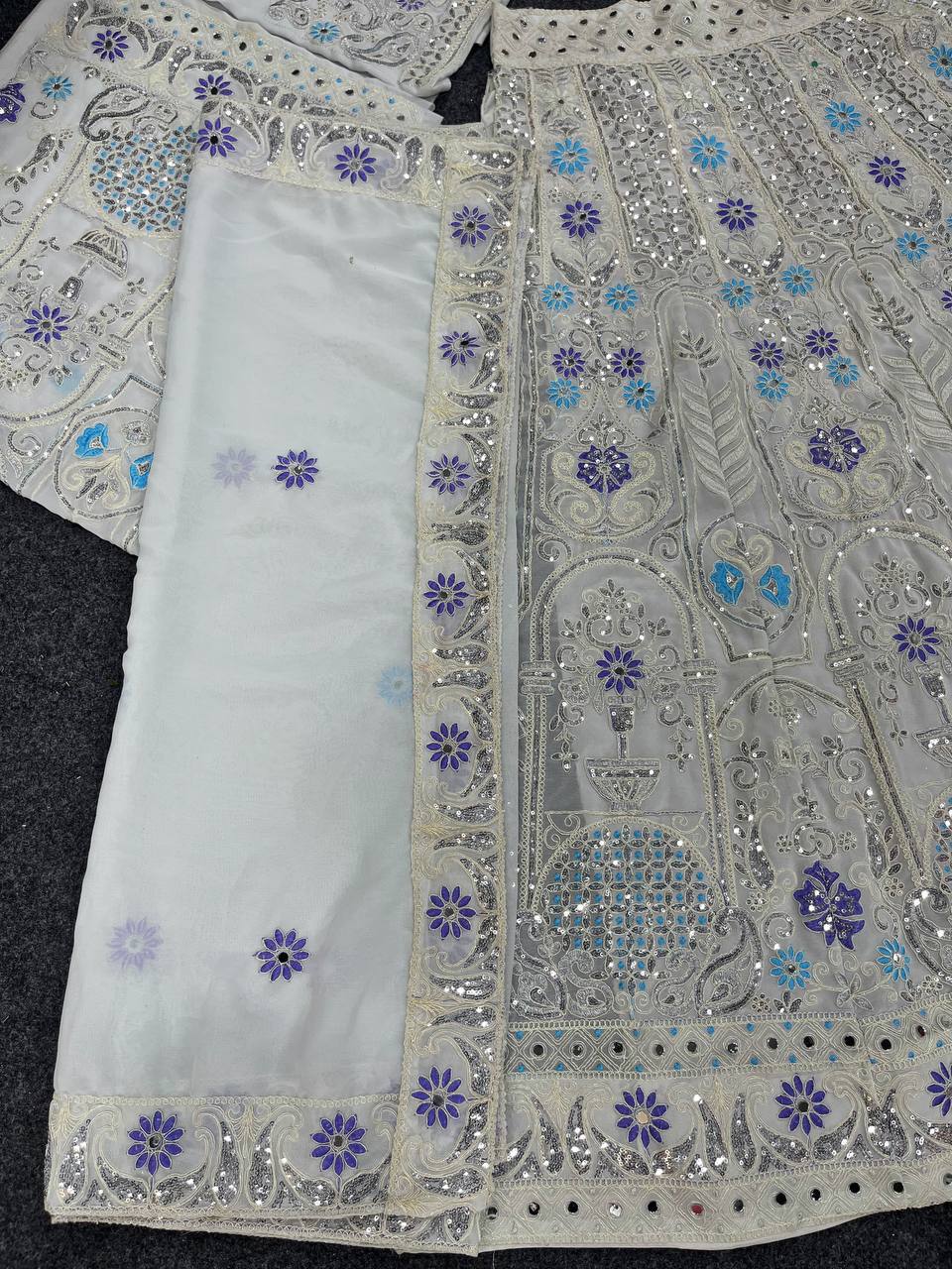 Off White Georgette Lehenga