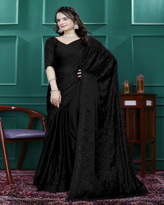 Black Ready To Wear Saree
