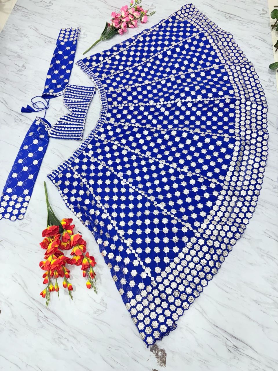 Ink Blue Georgette Lehenga