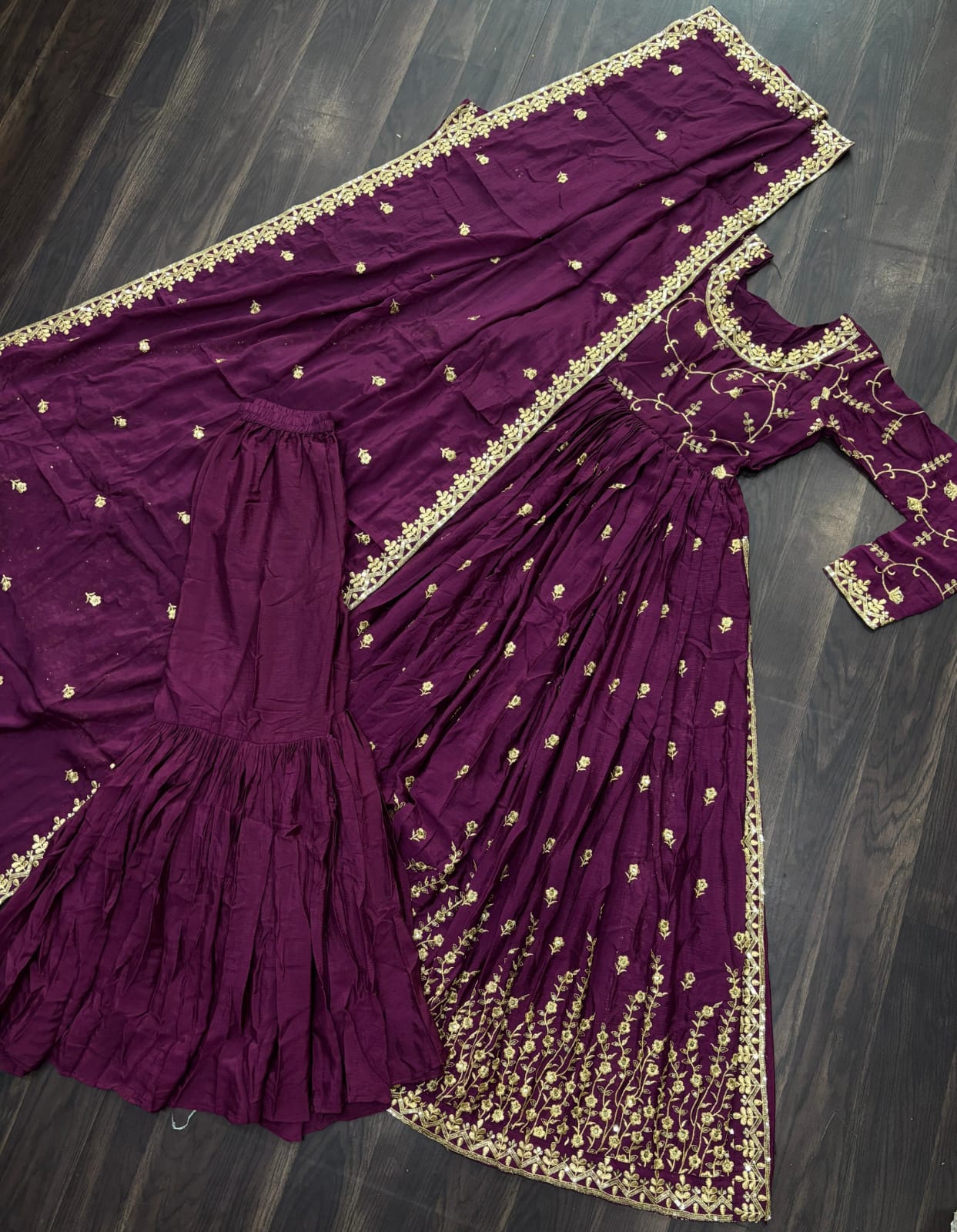 Dark Purple Sharara Set