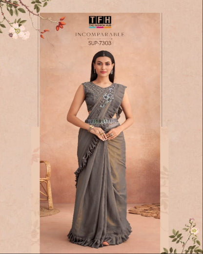 Shimmer Bronze Lehenga Saree