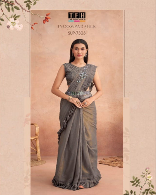 Shimmer Bronze Lehenga Saree