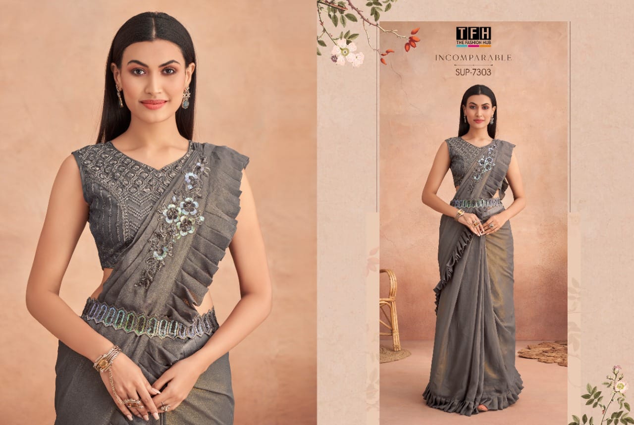 Shimmer Bronze Lehenga Saree