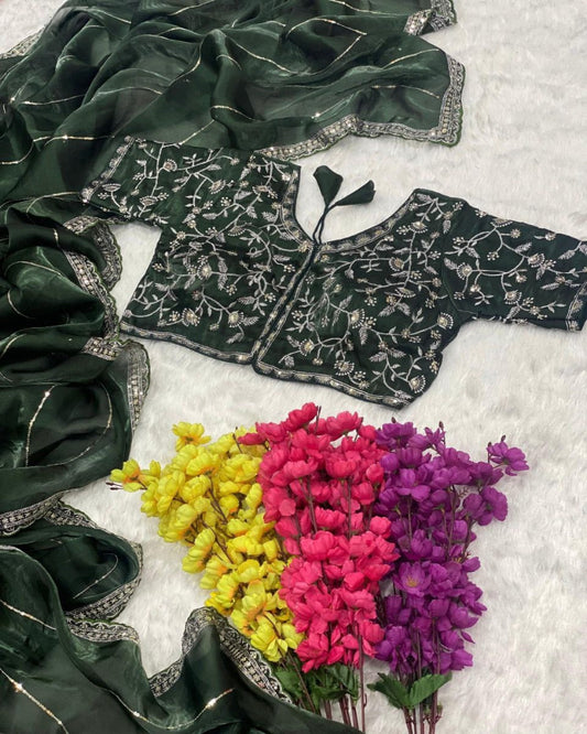 Green Jimmy Choo Saree