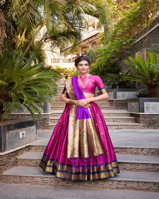 Two Shade Purple Silk Lehenga