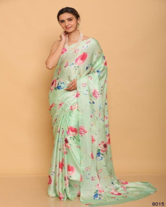 Soft Green Floral Saree
